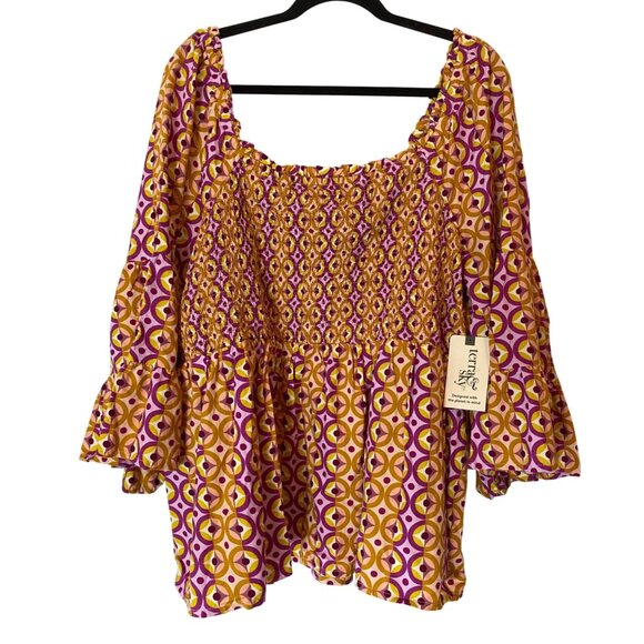 NWT Terra & Sky Boho Peasant Top Multi-Color 2X - Picture 1 of 10